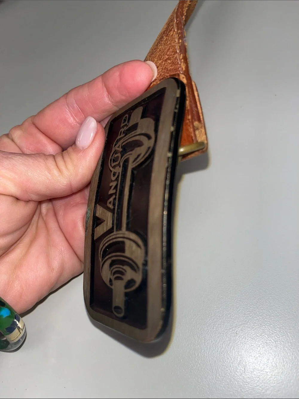 Dyna Buckle Devy Brown Leather Belt w/ Vanguard Brass Buckle